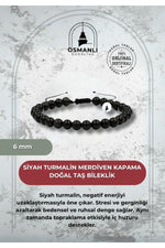 Siyah Turmalin 6mm Merdiven Kapama Doğal Taş Bileklik