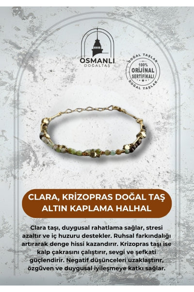 Clara, Krizopras Doğal Taş Altın Kaplama Halhal