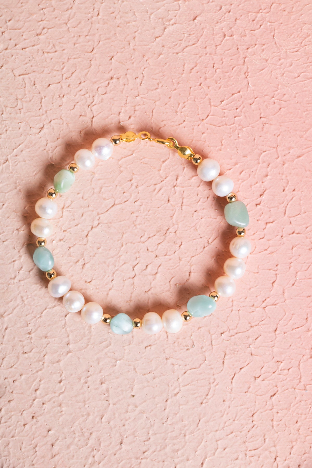 Sertifikalı İnci, Larimar Gümüş Aparatlı Doğal Taş Bileklik (SK:056)