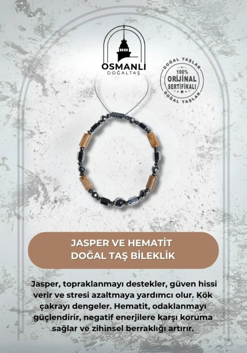 Sertifikalı Orijinal Jasper Hematit Doğal Taş Bileklik