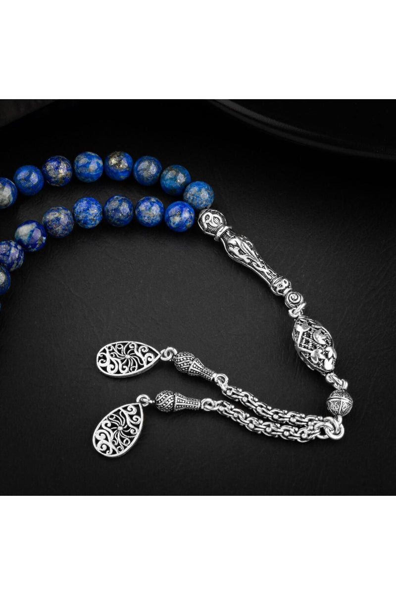 Lapis Lazuli Doğal Taş 8mm Gümüş İmameli Tesbih