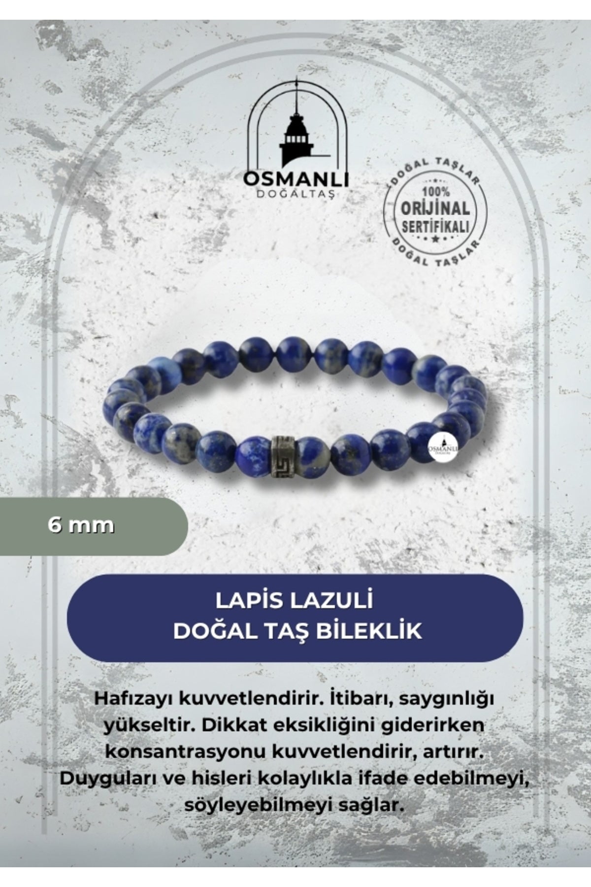Lapis Lazuli 6mm Doğal Taş Bileklik