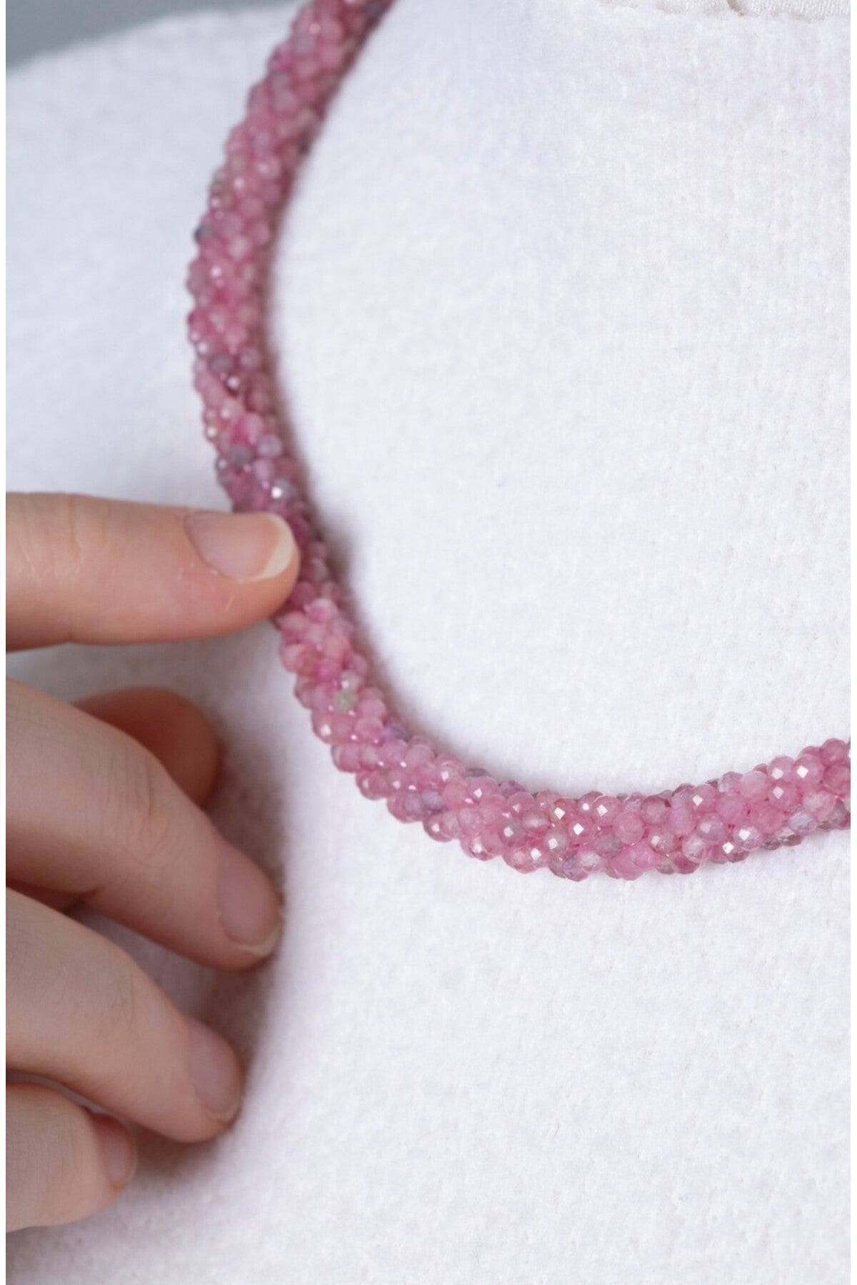 Sertifikalı El İşçiliği Örme Turmalin Gümüş Kapama Kolye (SK:417)