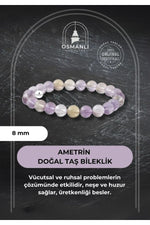 Ametrin 8mm Doğal Taş Bileklik