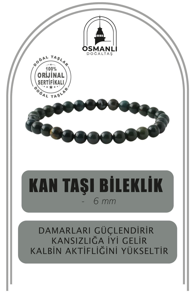 Kan Taşı 6mm Doğal Taş Bileklik