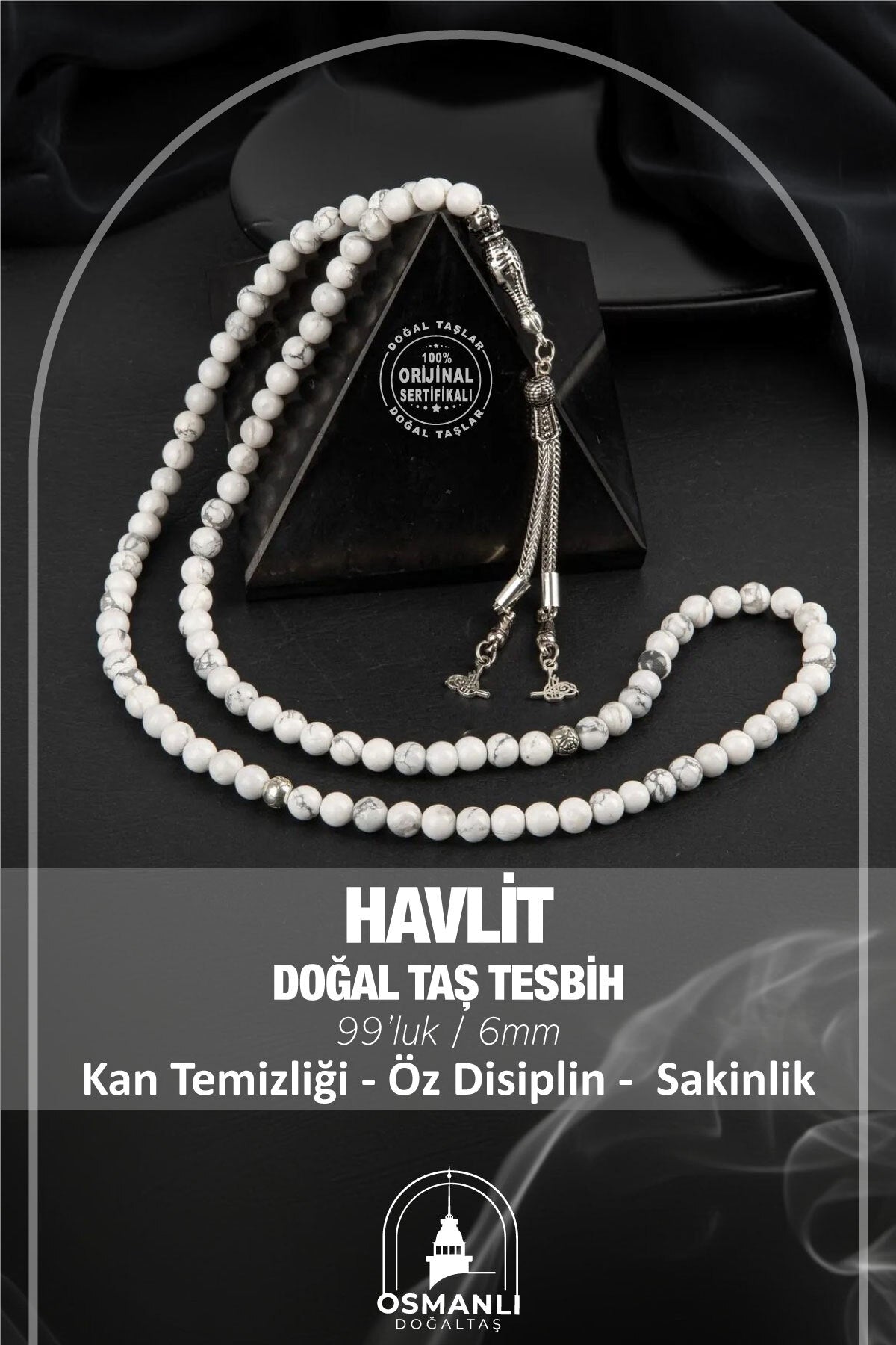 Havlit Doğal Taş Tesbih 99luk - 6mm
