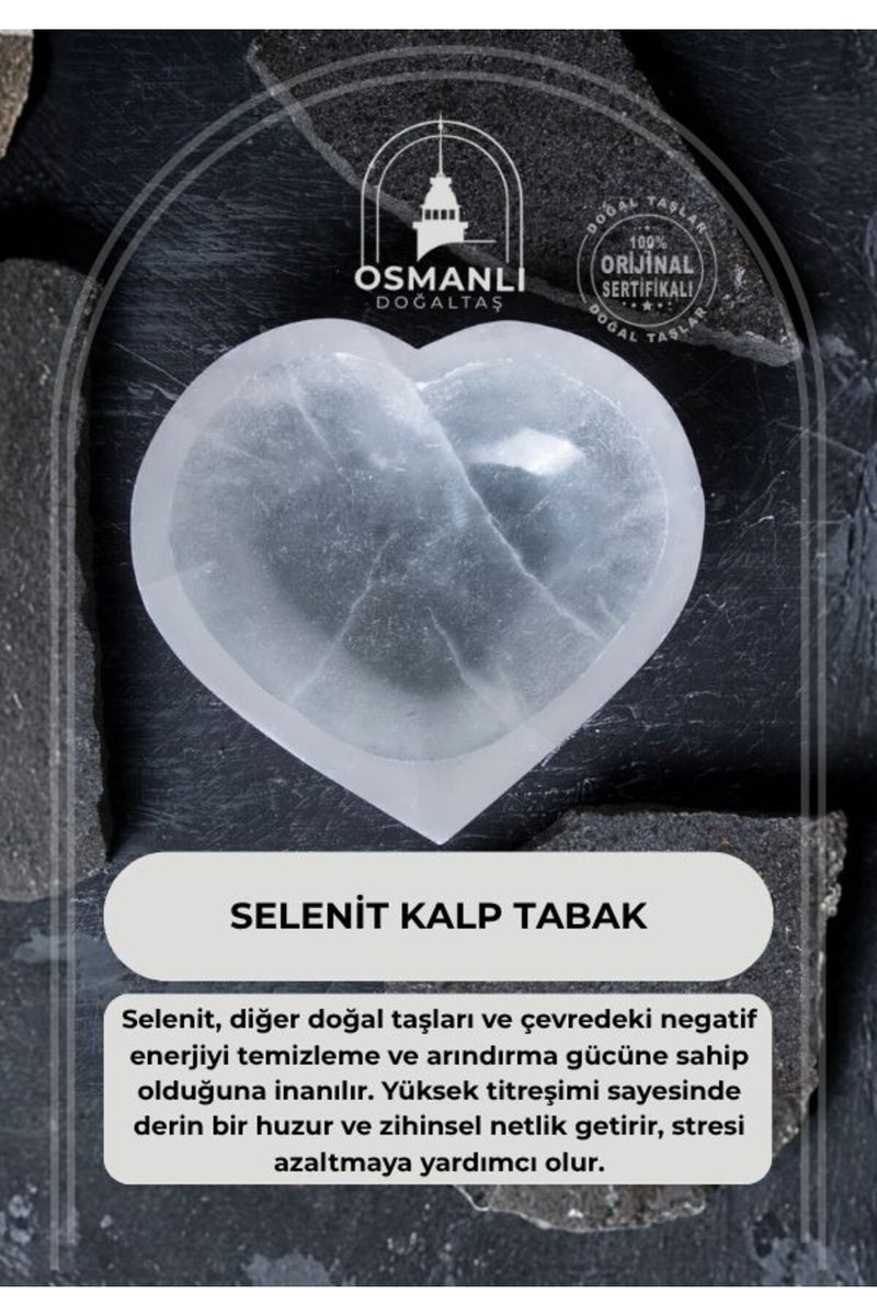 Sertifikalı Selenit Kalp Tabak no.4