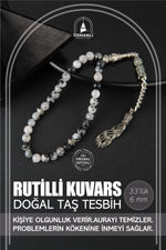 Rutilli Kuvars Doğal Taş Tesbih 33lük - 6mm