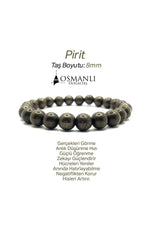 Sertifikalı Hakiki Orijinal Pirit 8mm Doğal Taş Misinalı Bileklik