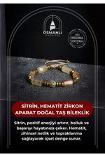 Sertifikalı Sitrin, Hematit Zirkon Aparat Doğal Taş Bileklik