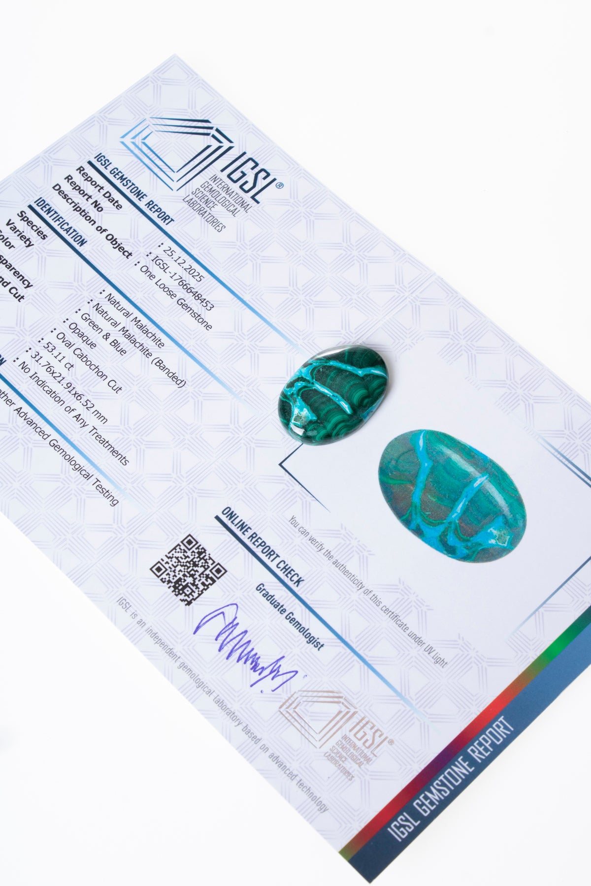 Sertifikalı Malahit Kabaşon (S.K:336)