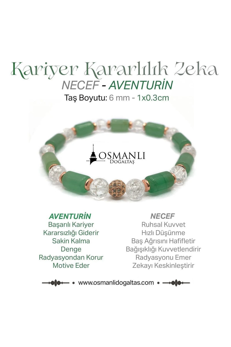Sertifikalı Hakiki Orijinal Aventurin - 6mm Necef - Hematit Doğal Taş Misinalı Bileklik