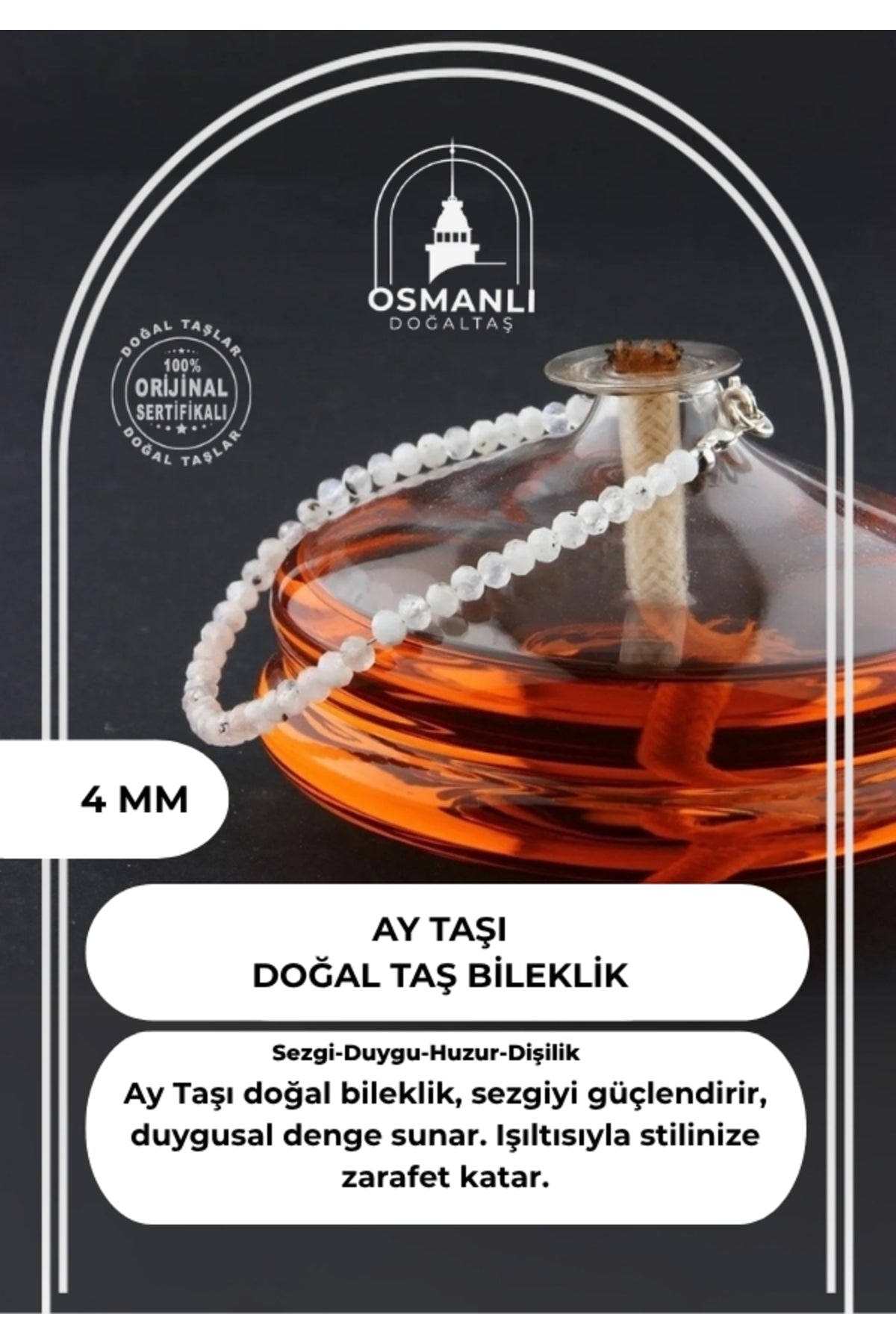 Sertifikalı Ay Taşı Bileklik 4 Mm B161