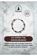 Lal Doğal Taş Gümüş Bileklik