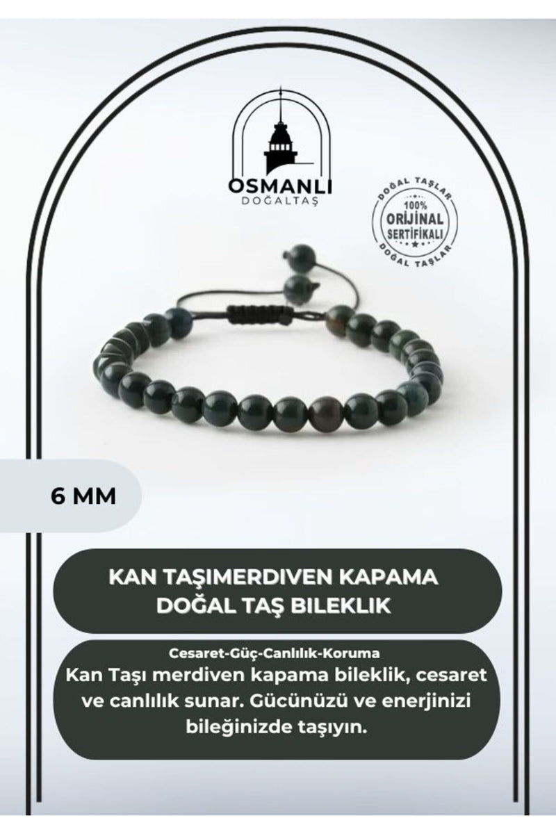 Kan Taşı 6mm Merdiven Kapama Doğal Taş Bileklik