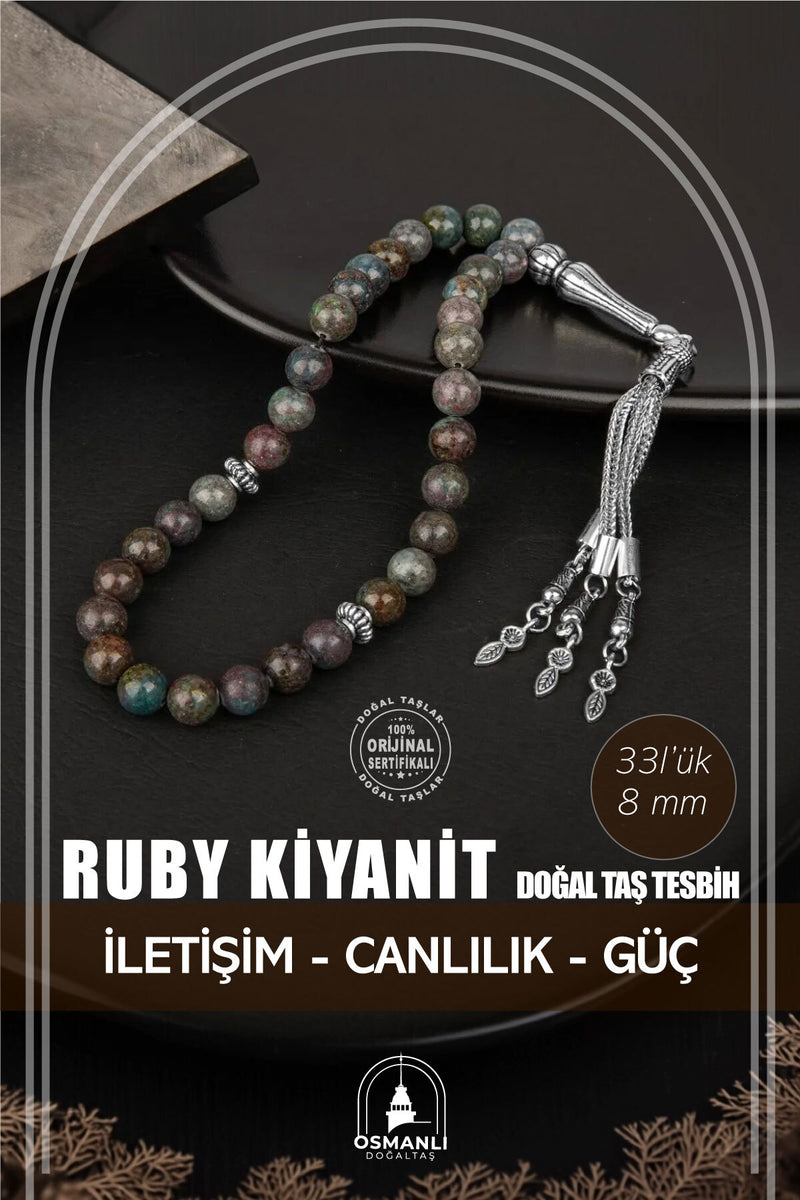 Ruby Kiyanit Doğal Taş Tesbih 33lük - 8mm