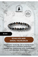 Siyah Göz Akik 8mm Doğal Taş Bileklik
