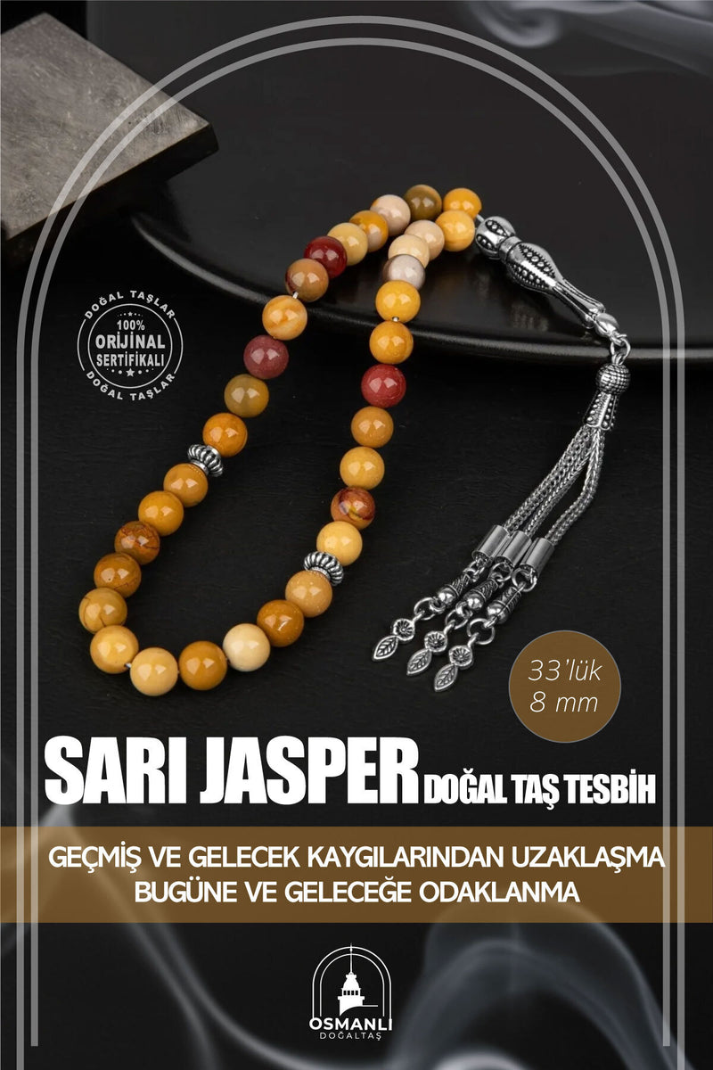 Sarı Jasper Doğal Taş Tesbih 33lük - 8mm