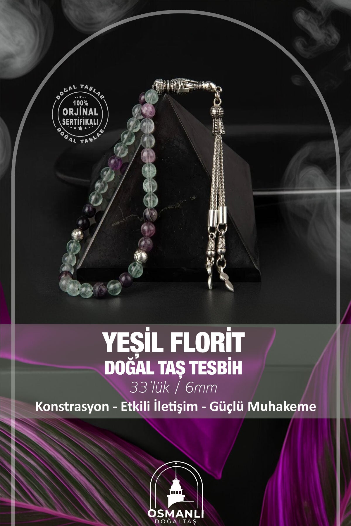 Yeşil Florit Doğal Taş Tesbih 33lük - 6mm