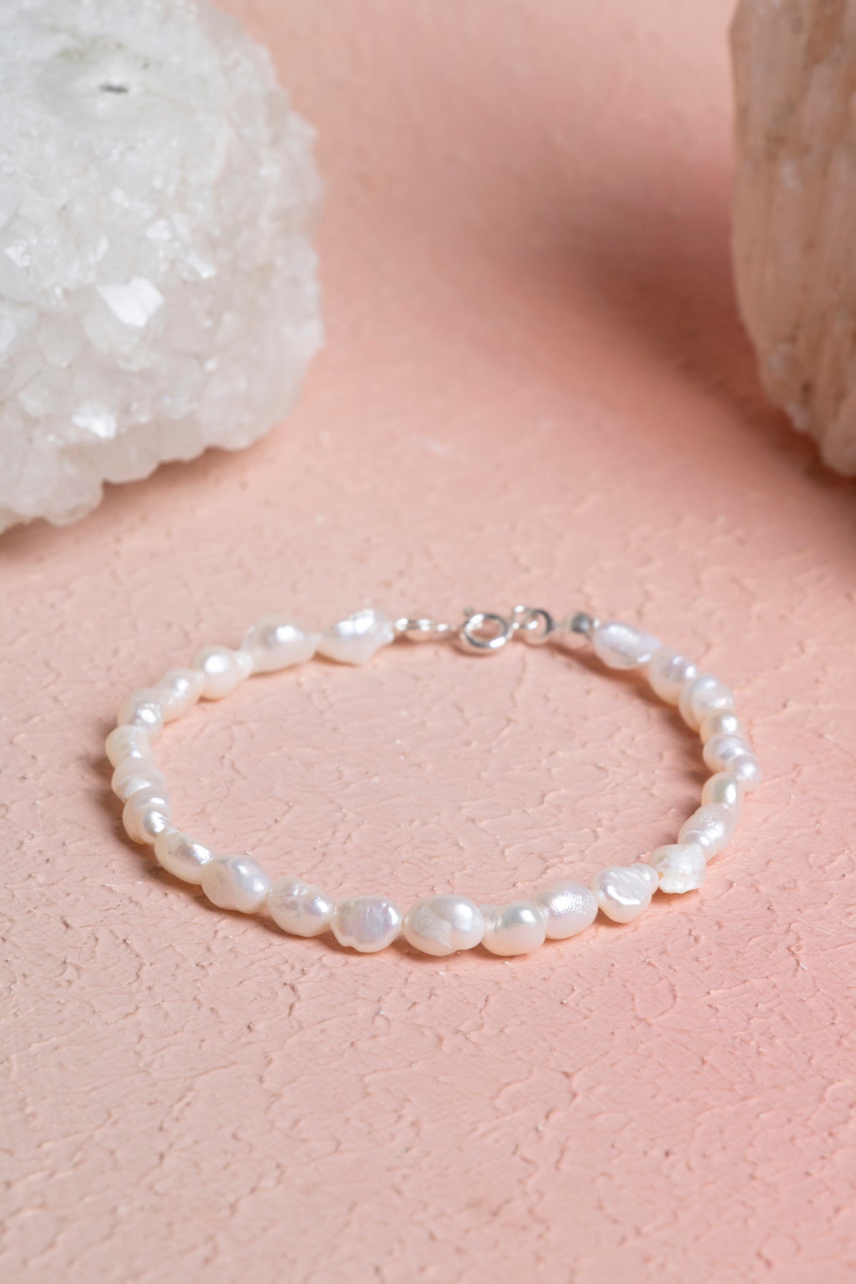 Sertifikalı İnci Gümüş Kapama Doğal Taş Bileklik (SK:390)