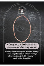 Sertifikalı Güneş Taşı Gümüş Aparat Kapama Doğal Taş Kolye