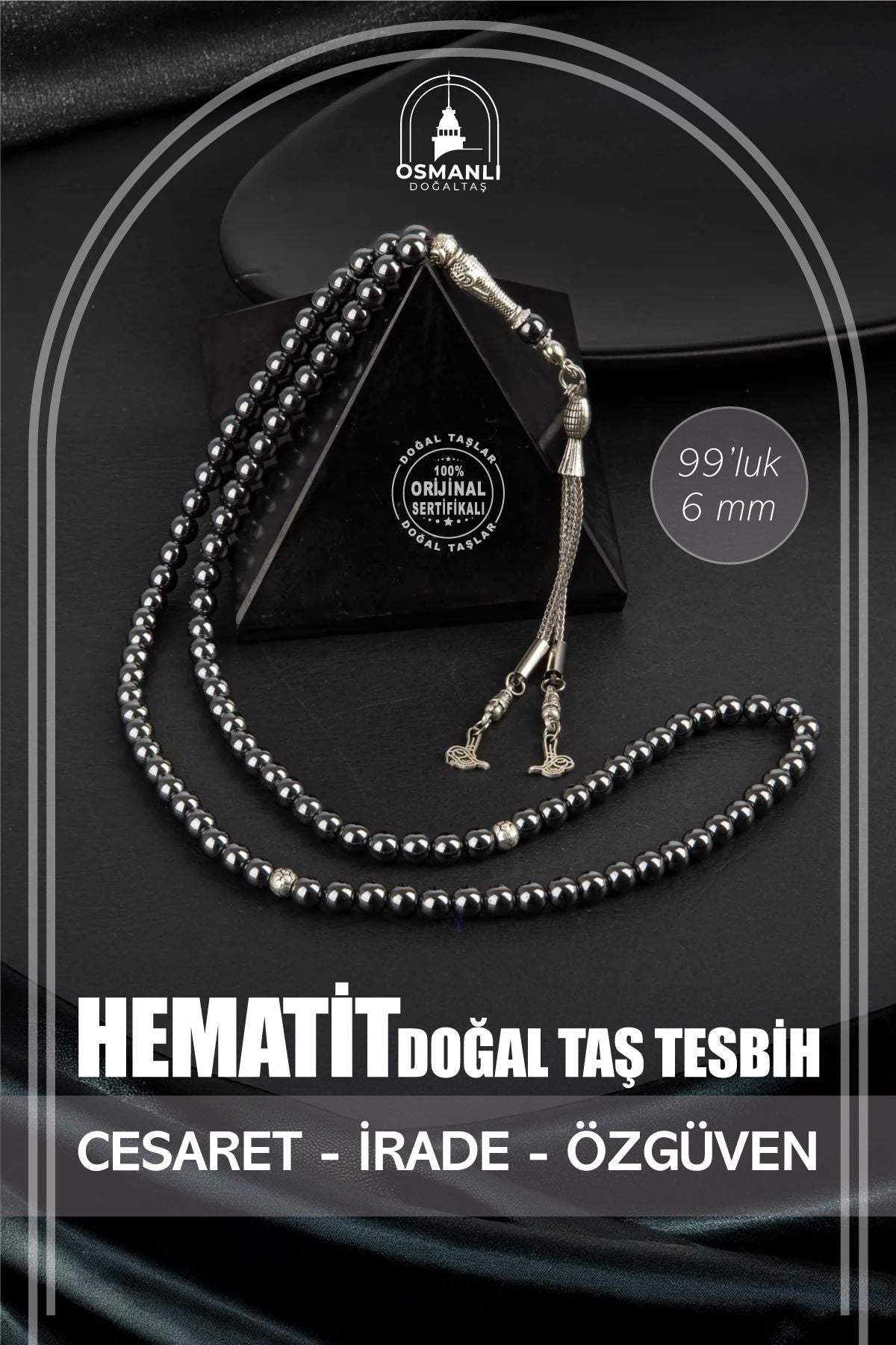 Hematit Doğal Taş Tesbih 99luk - 6mm