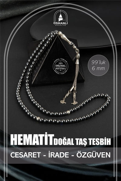 Hematit Doğal Taş Tesbih 99luk - 6mm