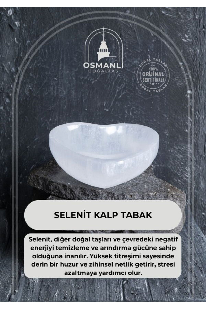 Sertifikalı Selenit Kalp Tabak no.3