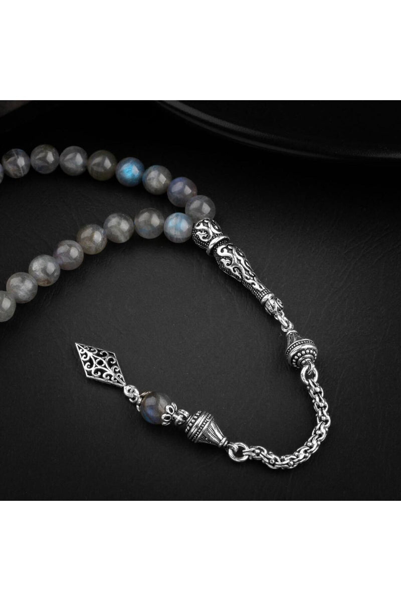 Labradorit Doğal Taş 8mm Gümüş İmameli Tesbih