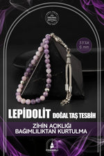 Lepidolit Doğal Taş Tesbih 33lük - 8mm