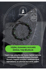 Sertifikalı Yeşim, Dumanlı Kuvars Doğal Taş Bileklik