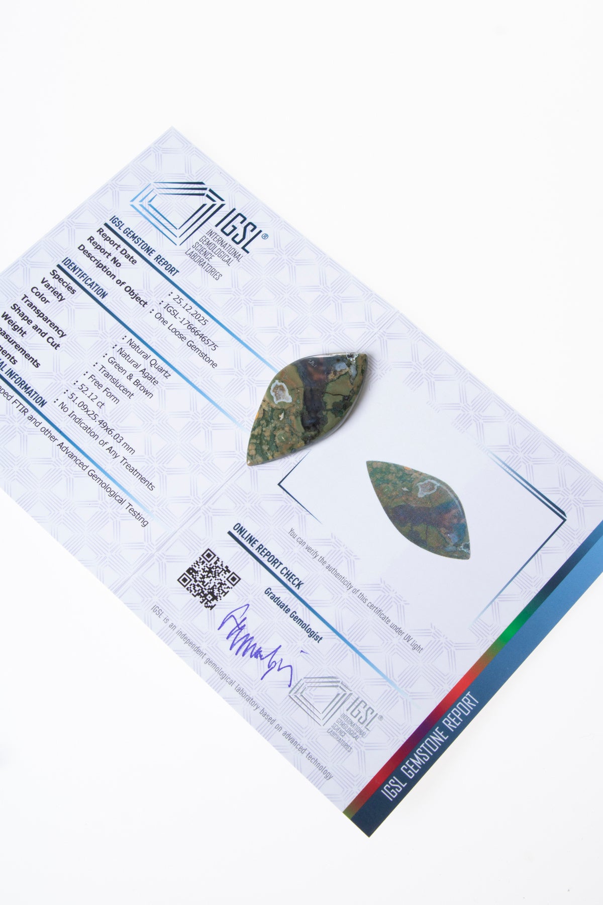 Sertifikalı Yaprak Akik Kabaşon (S.K:318)