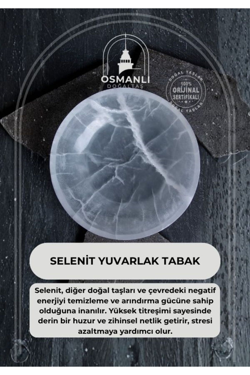 Sertifikalı Selenit Yuvarlak Tabak no.6