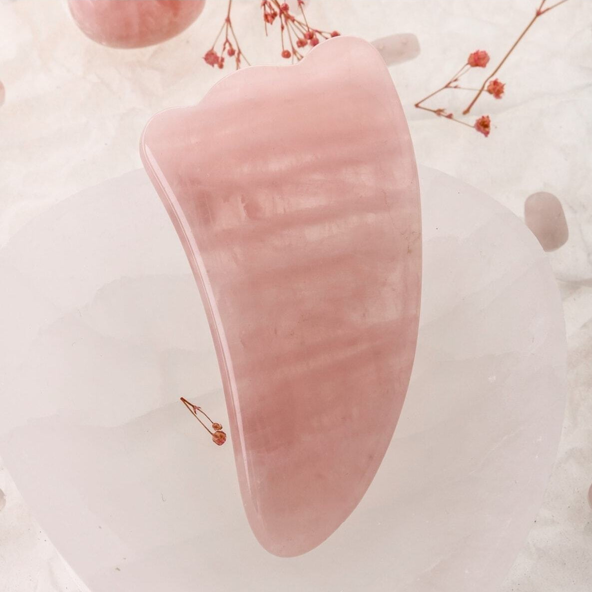 Pembe Kuvars Taşı Gua Sha Yüz Masaj Taşı Kaz Ayaklı