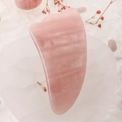Pembe Kuvars Taşı Gua Sha Yüz Masaj Taşı Kaz Ayaklı