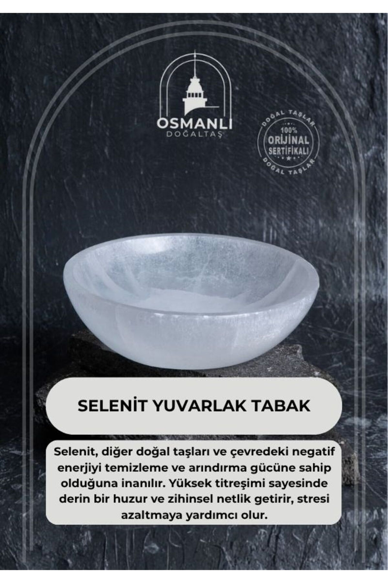 Sertifikalı Selenit Yuvarlak Tabak no.5