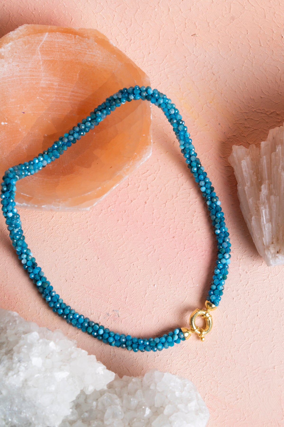 Sertifikalı El İşçiliği Örme Apatit Gümüş Kapama Kolye (SK:125)