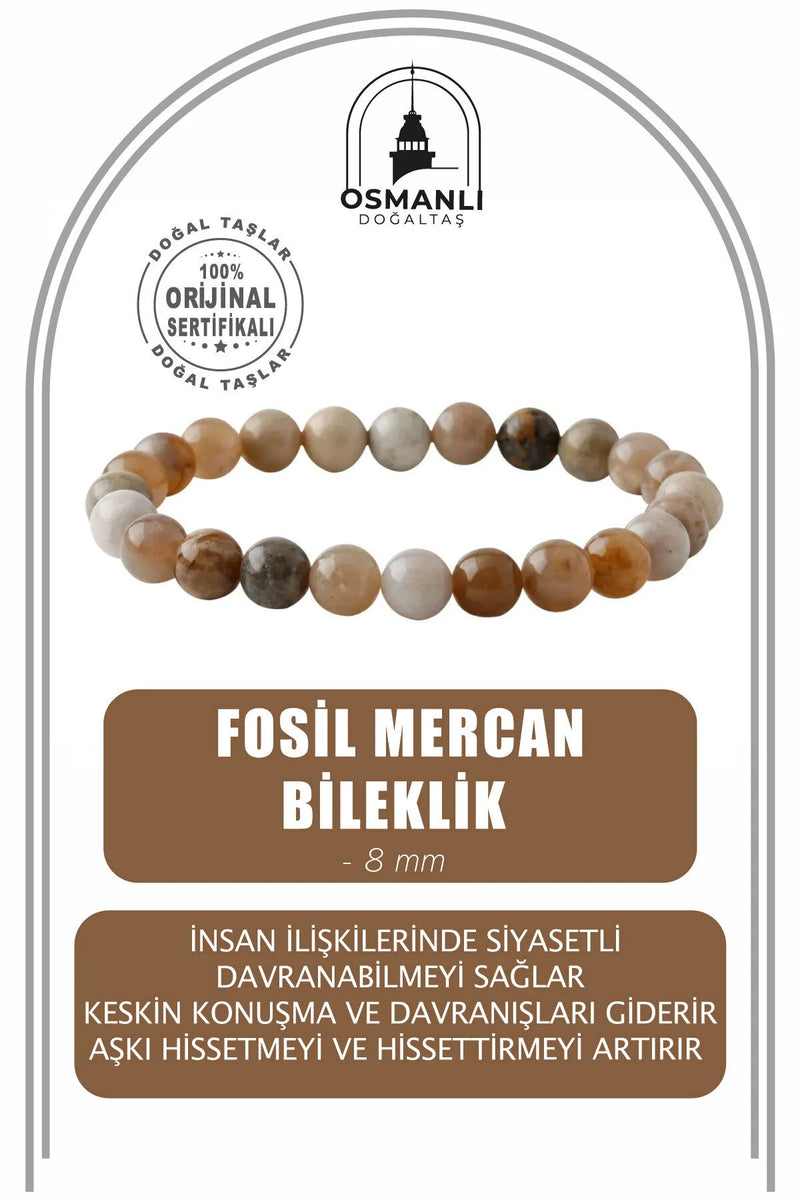 Fosil Mercan 8mm Doğal Taş Bileklik