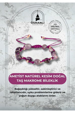 Ametist Natürel Kesim Doğal Taş Makrome Bileklik