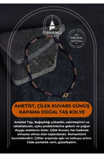 Sertifikalı Ametist, Çilek Kuvars Gümüş Kapama Doğal Taş Kolye