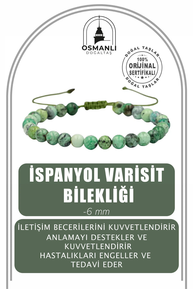 İspanyol Varisit 6mm Merdiven Kapama Doğal Taş Bileklik