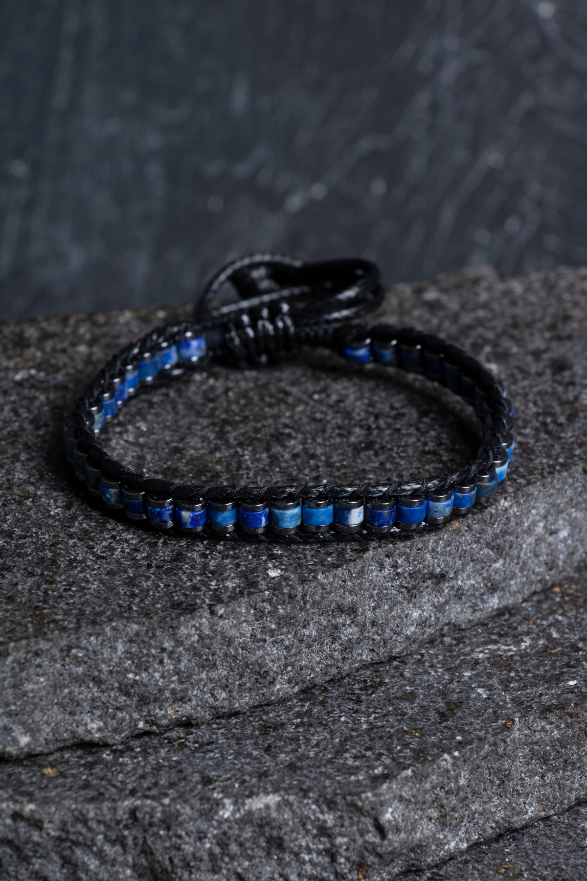 Sertifikalı Lapis Lazuli Özel Tasarım Deri Doğal Taş Makrome Bileklik (SK:398)