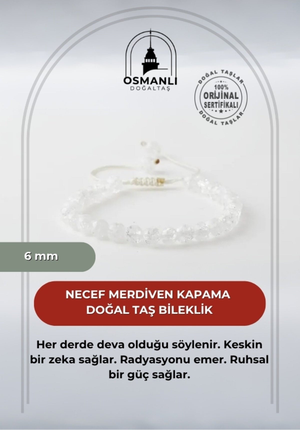 Necef 6mm Merdiven Kapama Doğal Taş Bileklik