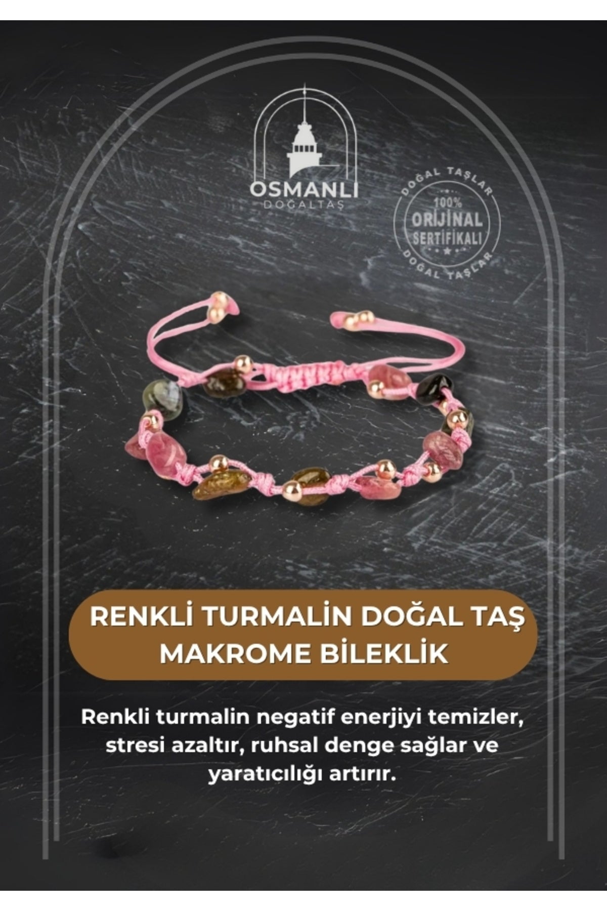 Renkli Turmalin Natürel Kesim Doğal Taş Makrome Bileklik