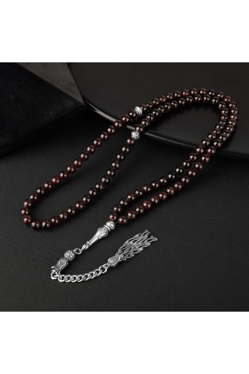 Bordo Granat Lal Doğal Taş Tesbih 99luk - 6mm