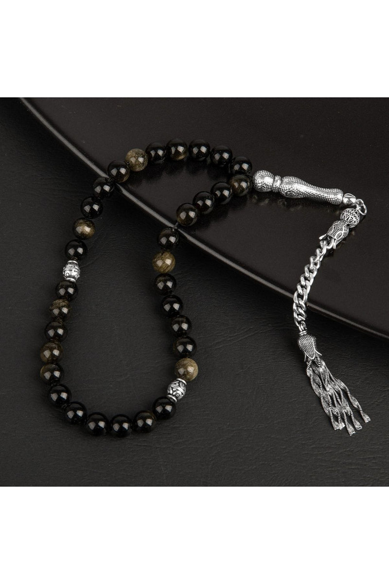 Golden Obsidyen Doğal Taş Tesbih 33lük - 8mm