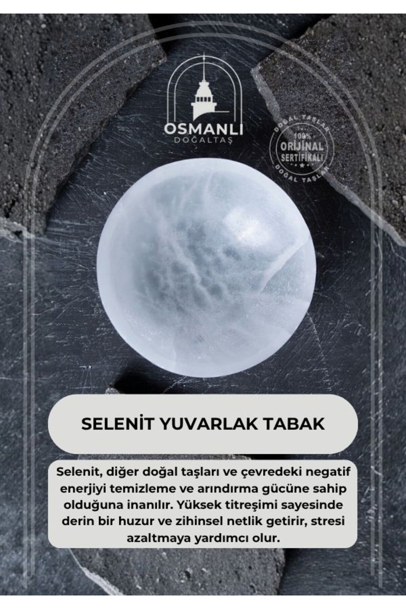 Sertifikalı Selenit Yuvarlak Tabak no.4