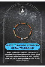 Sertifikalı Apatit, Turmalin ve Aventurin Doğal Taş Bileklik