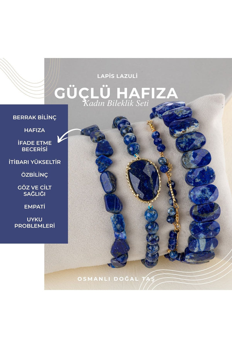 Lapis Lazuli Doğal Taş Kadın Bileklik Seti