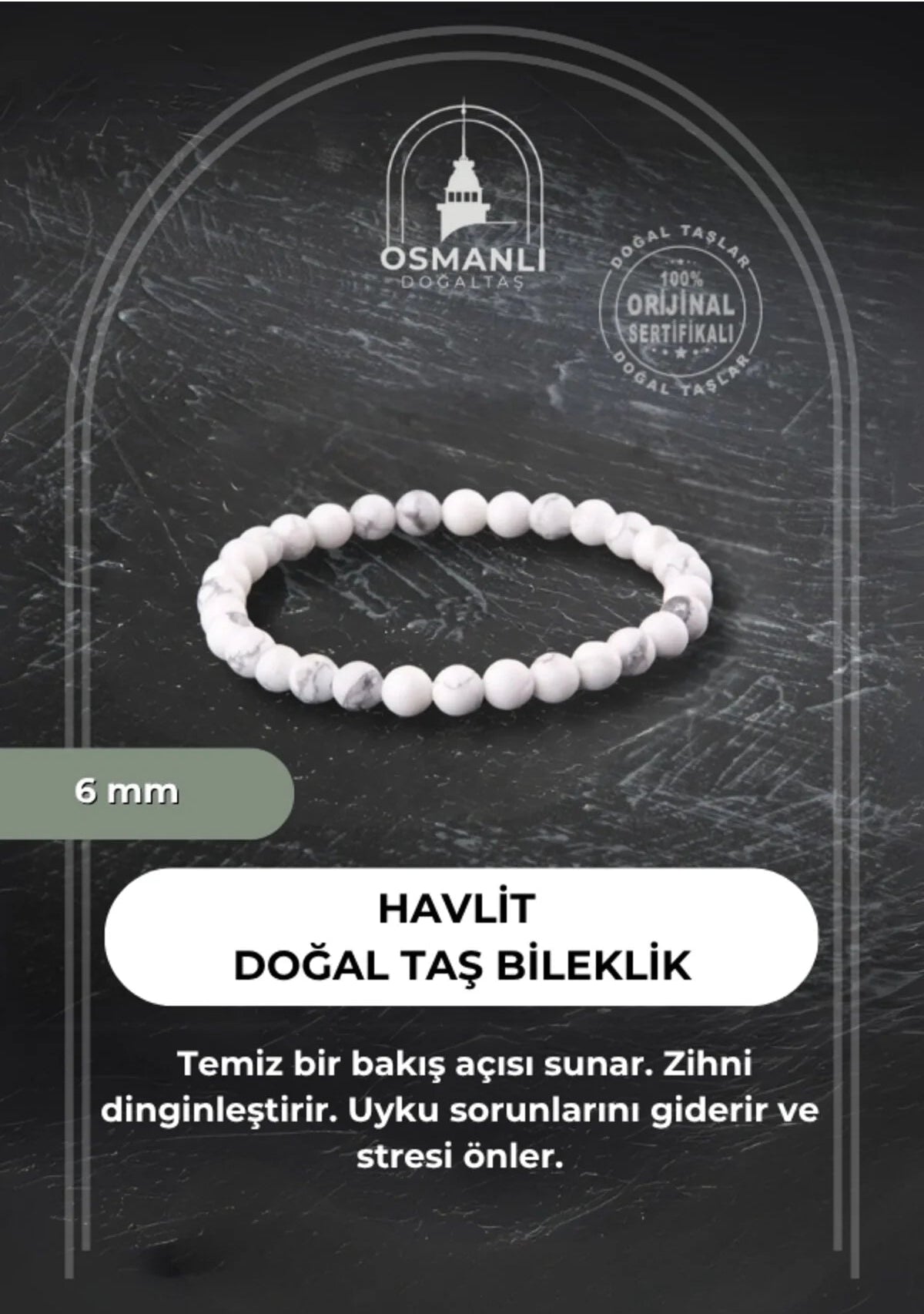Havlit 6mm Doğal Taş Bileklik